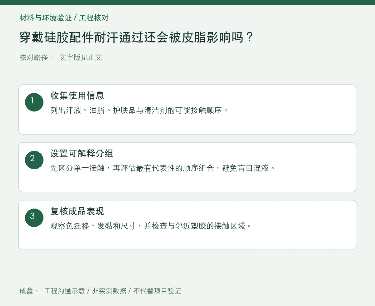 穿戴硅胶配件耐汗通过还会被皮脂影响吗?分介质与组合验证 三步核对图