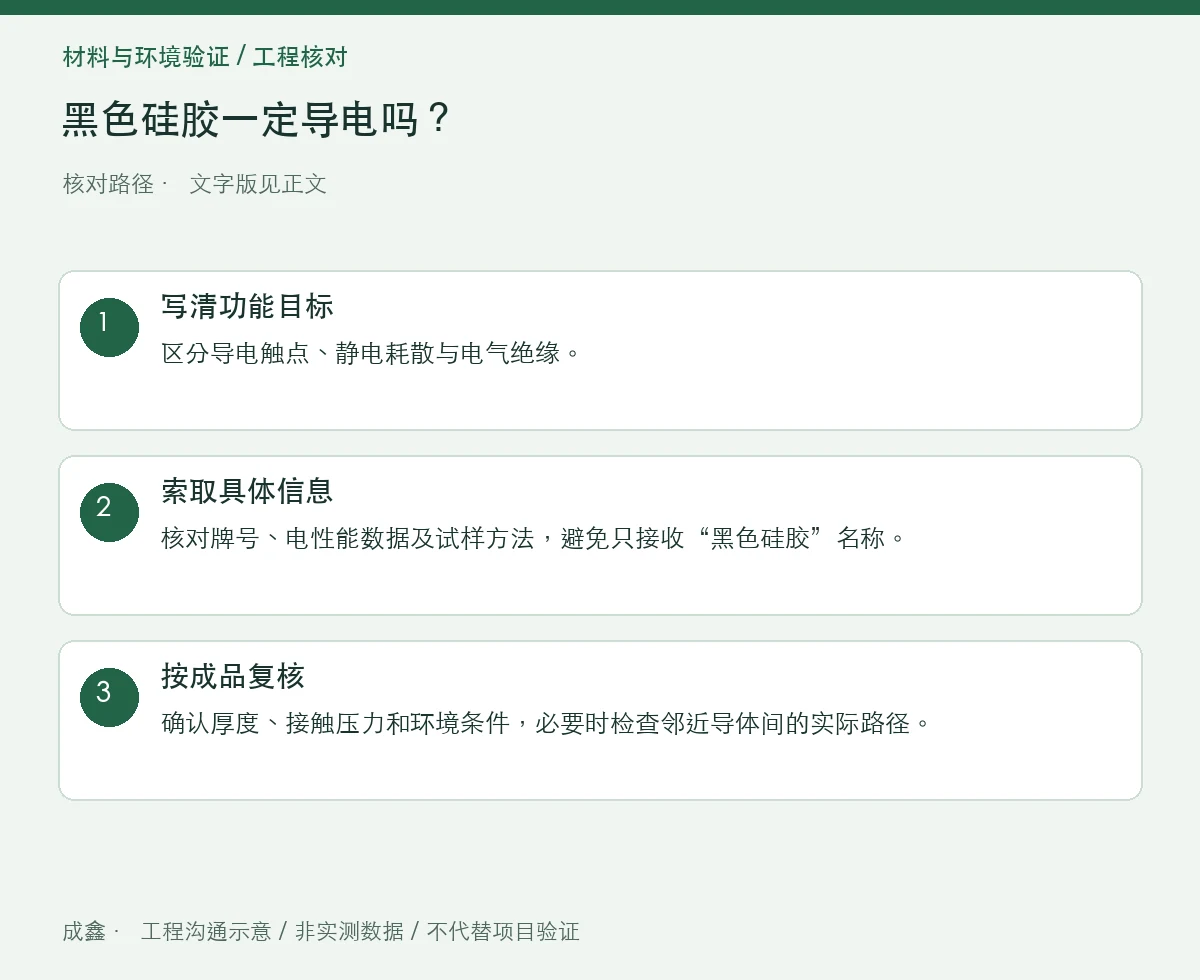 黑色硅胶一定导电吗?颜色与电性能分开确认 三步核对图