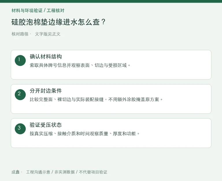 硅胶泡棉垫边缘进水怎么查？孔隙结构、切边与压缩状态：原创工程核对路径示意