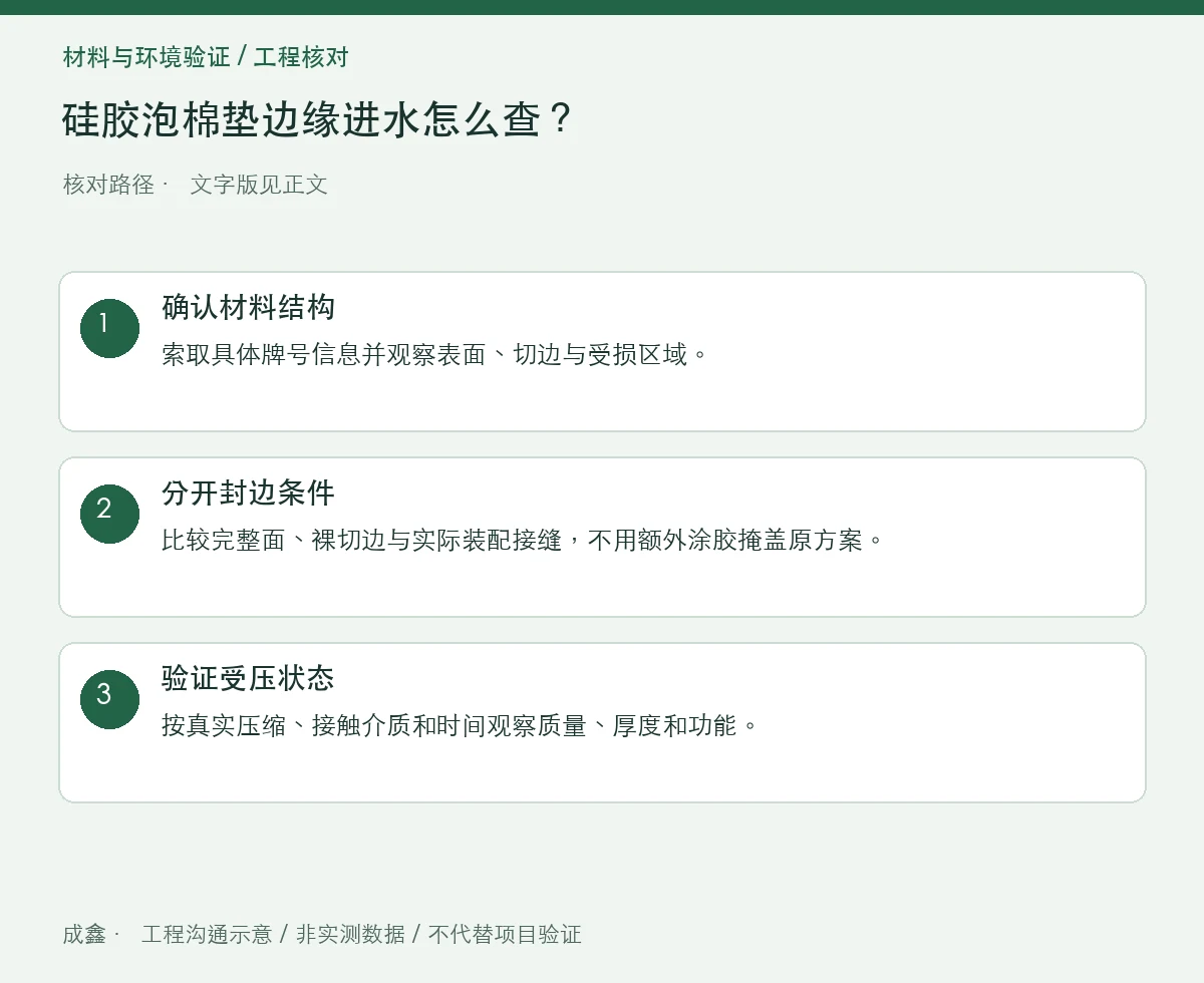 硅胶泡棉垫边缘进水怎么查?孔隙结构、切边与压缩状态 三步核对图
