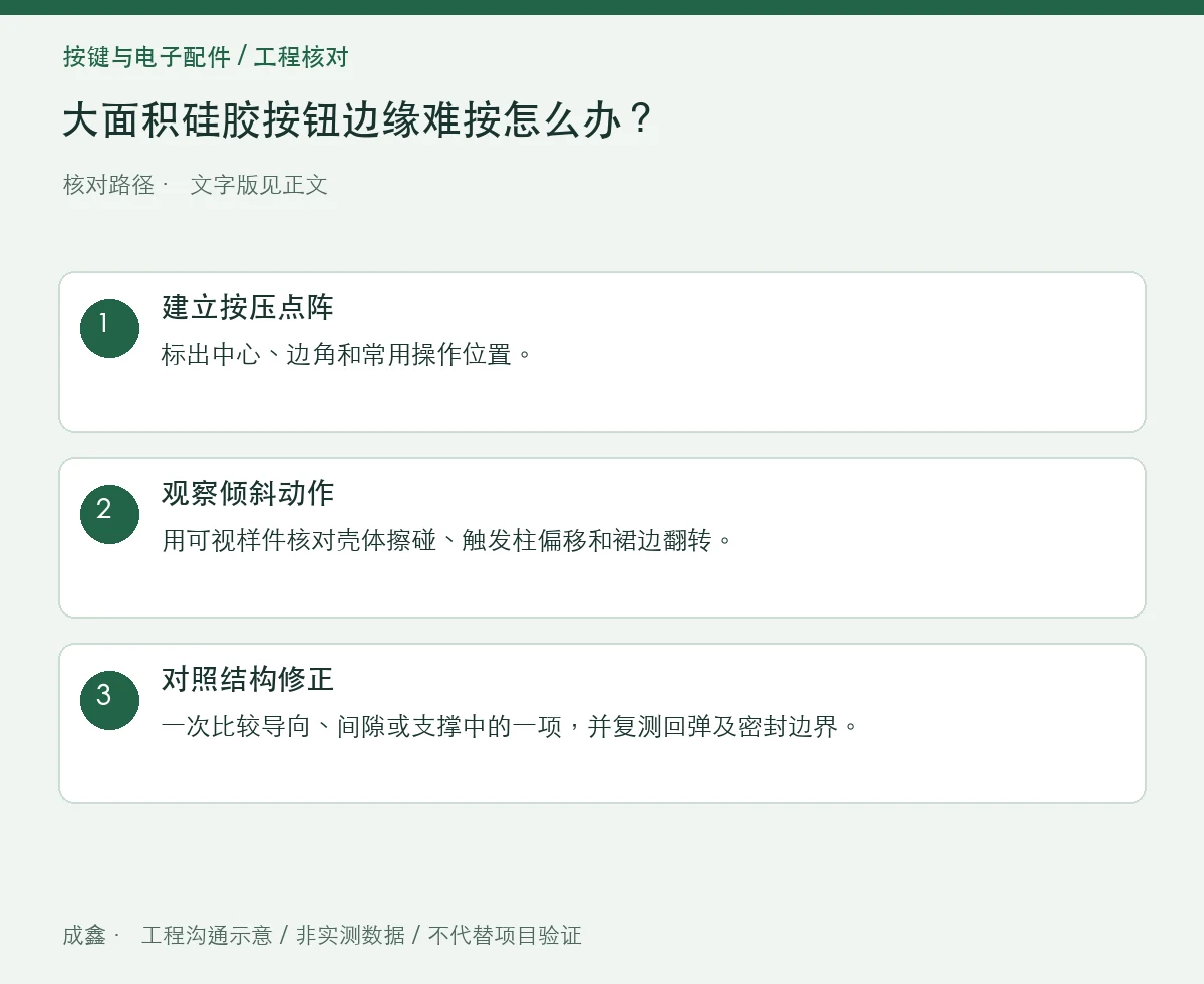 大面积硅胶按钮边缘难按怎么办?偏心载荷与导向干涉检查 三步核对图
