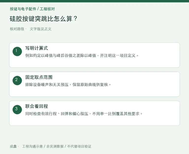 硅胶按键突跳比怎么算？峰值、谷值与曲线定义先对齐：原创工程核对路径示意