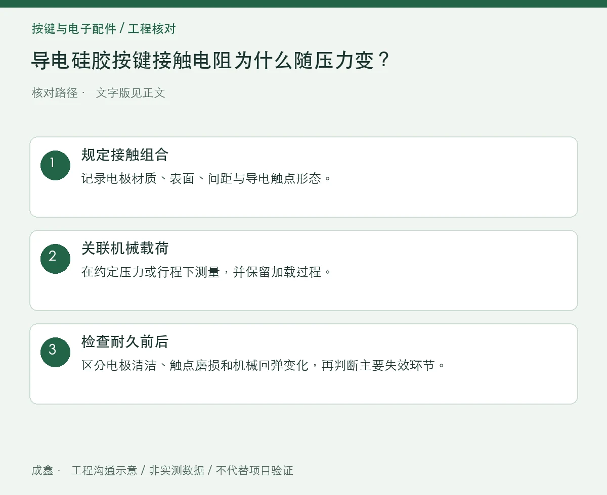 导电硅胶按键接触电阻为什么随压力变?测量载荷与电极状态 三步核对图