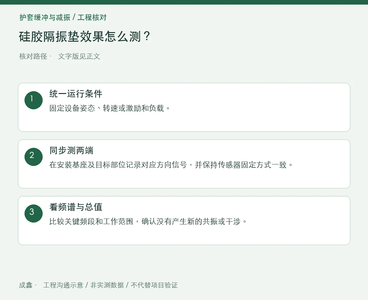 硅胶隔振垫效果怎么测?输入、输出与传感器位置 三步核对图