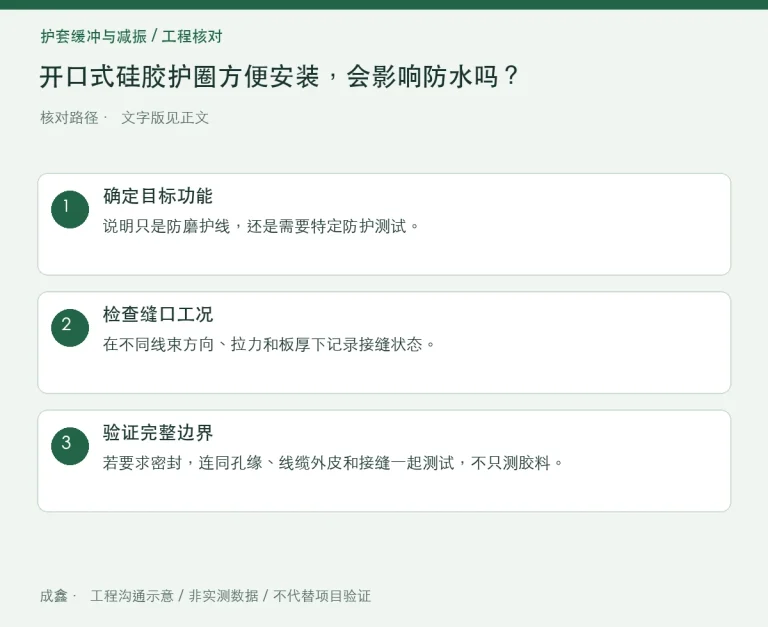 开口式硅胶护圈方便安装，会影响防水吗？接缝与保护功能区分：原创工程核对路径示意
