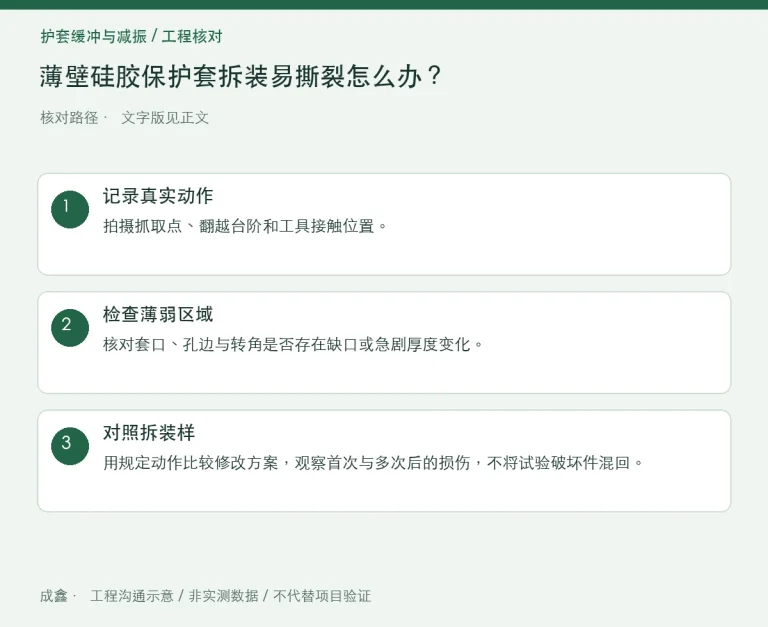 薄壁硅胶保护套拆装易撕裂怎么办？翻边、开口与应力集中：原创工程核对路径示意