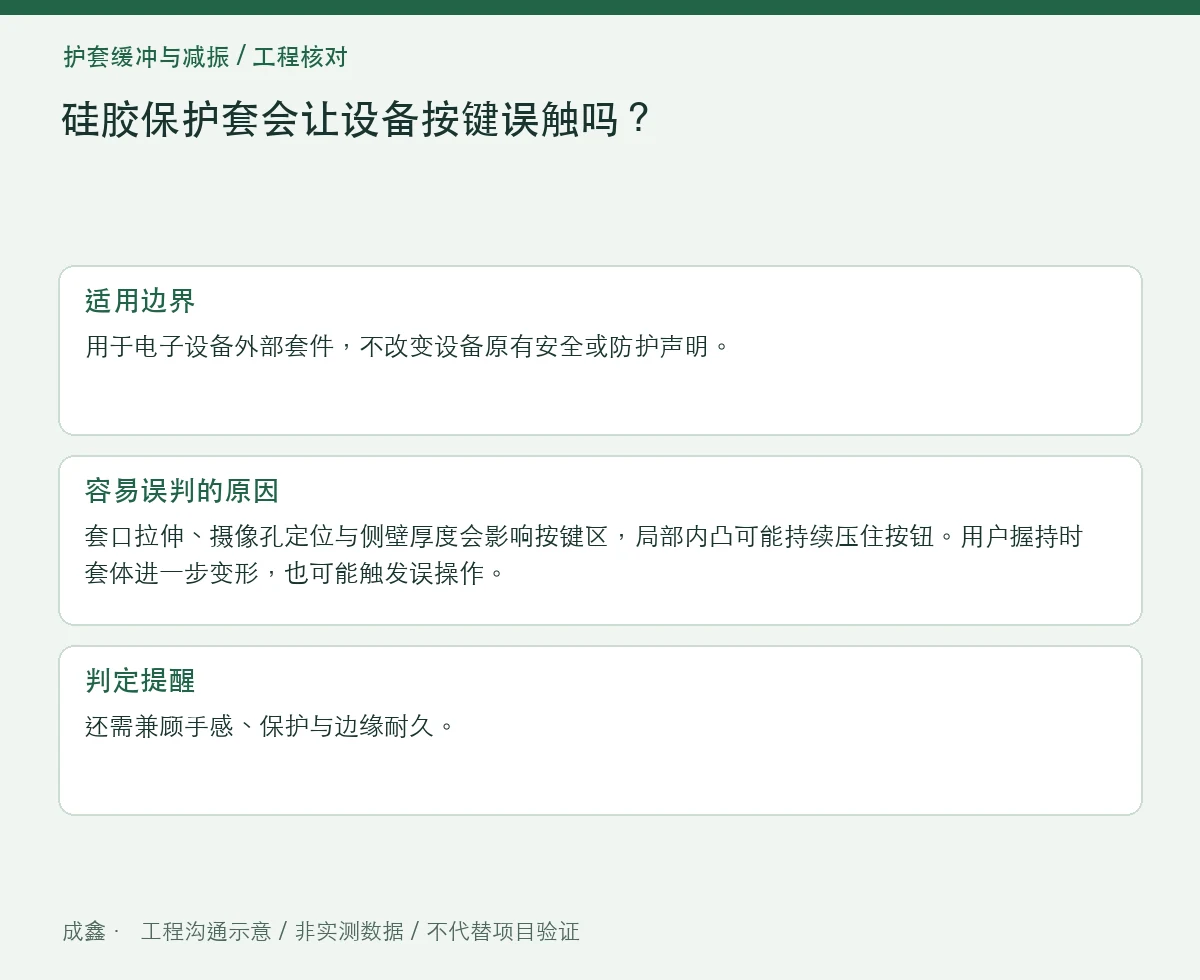 硅胶保护套会让设备按键误触吗?装套预压与位置偏差 适用边界与判定提醒图