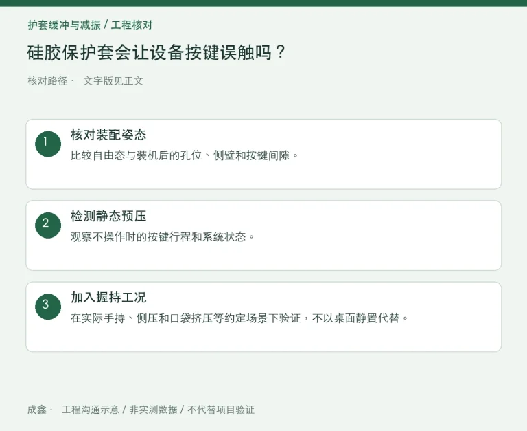 硅胶保护套会让设备按键误触吗？装套预压与位置偏差：原创工程核对路径示意