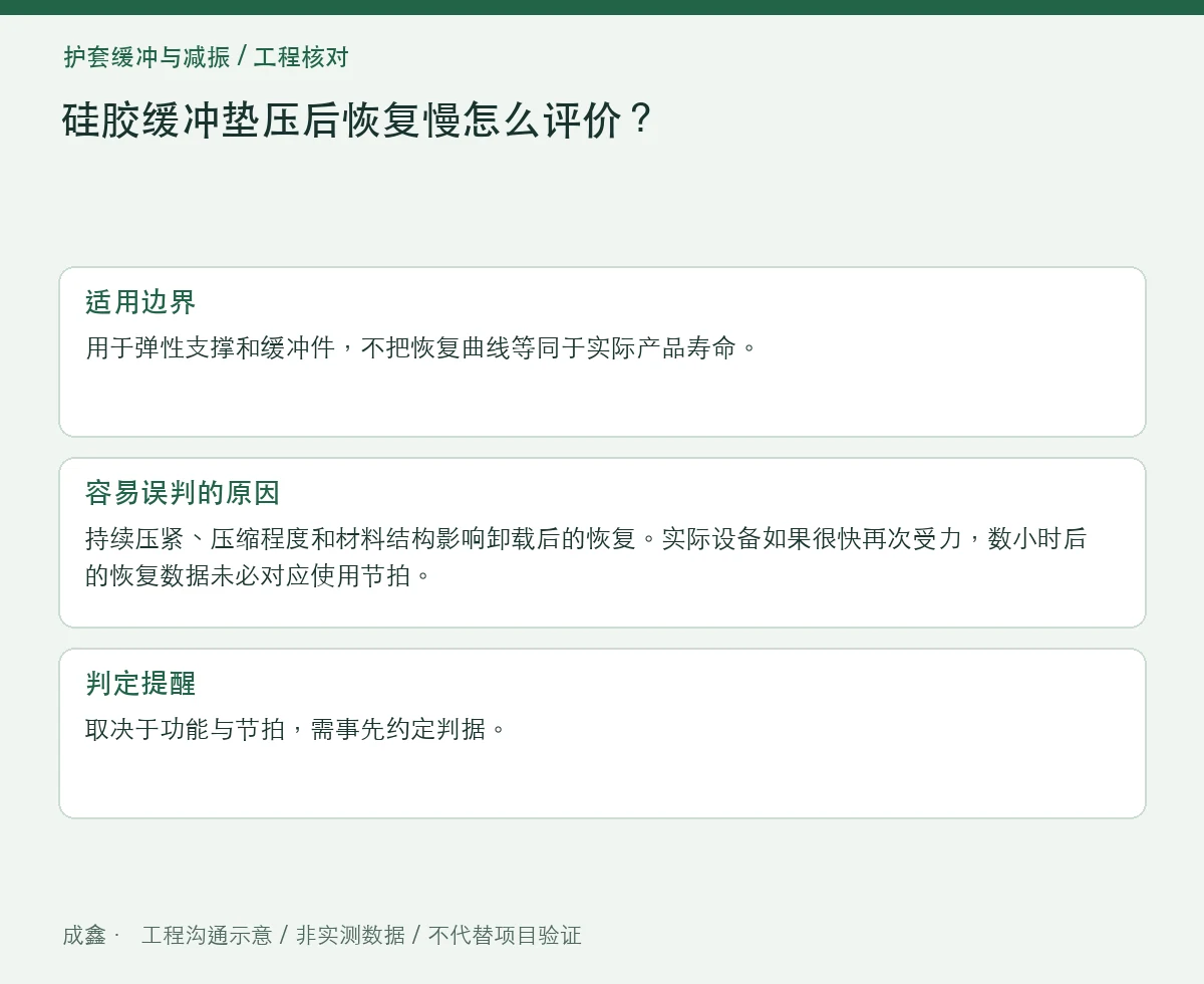 硅胶缓冲垫压后恢复慢怎么评价？卸载时点与功能等待 适用边界与判定提醒图