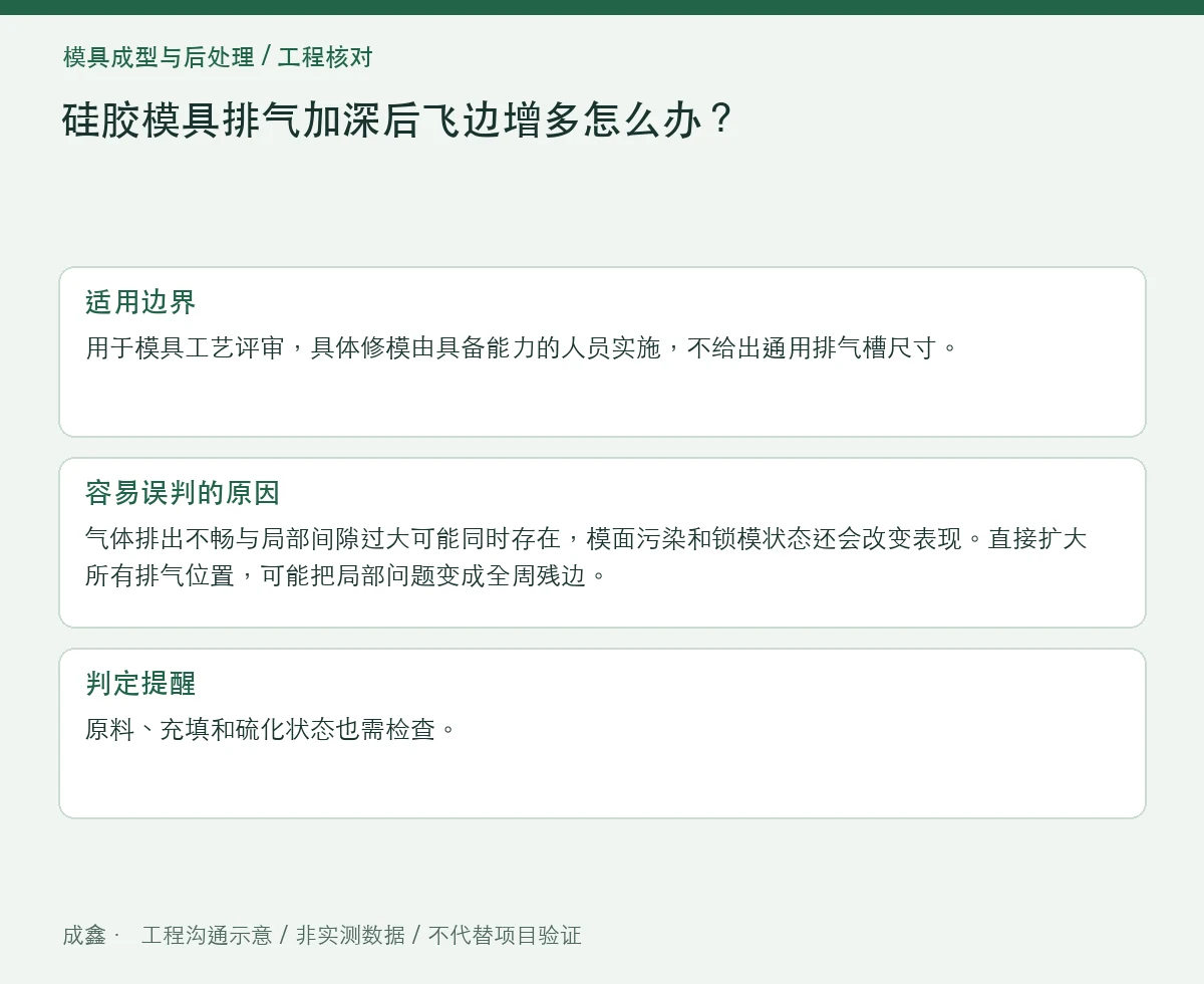 硅胶模具排气加深后飞边增多怎么办？缺陷地图与维护状态 适用边界与判定提醒图