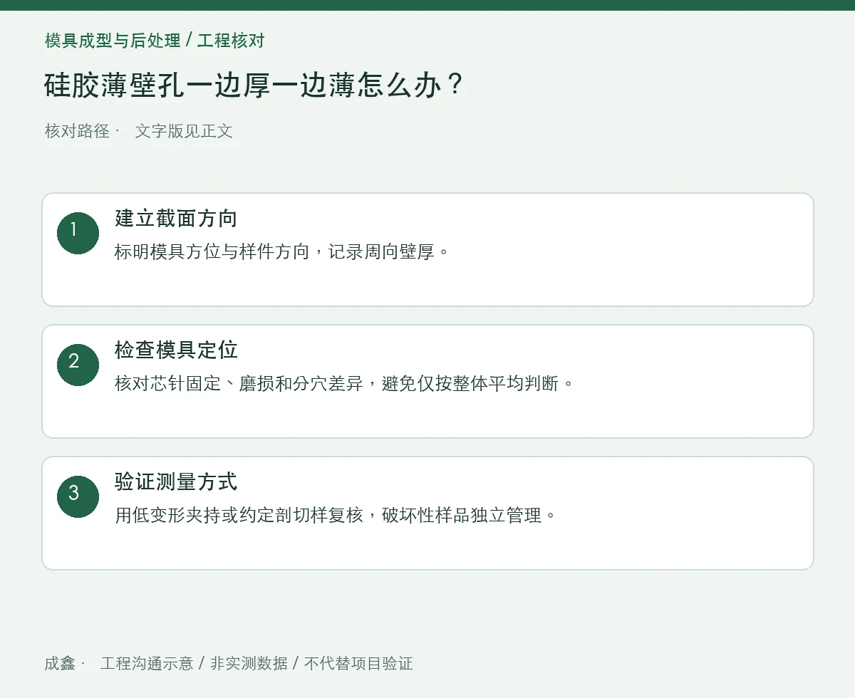 硅胶薄壁孔一边厚一边薄怎么办?芯针偏移与测量基准 三步核对图