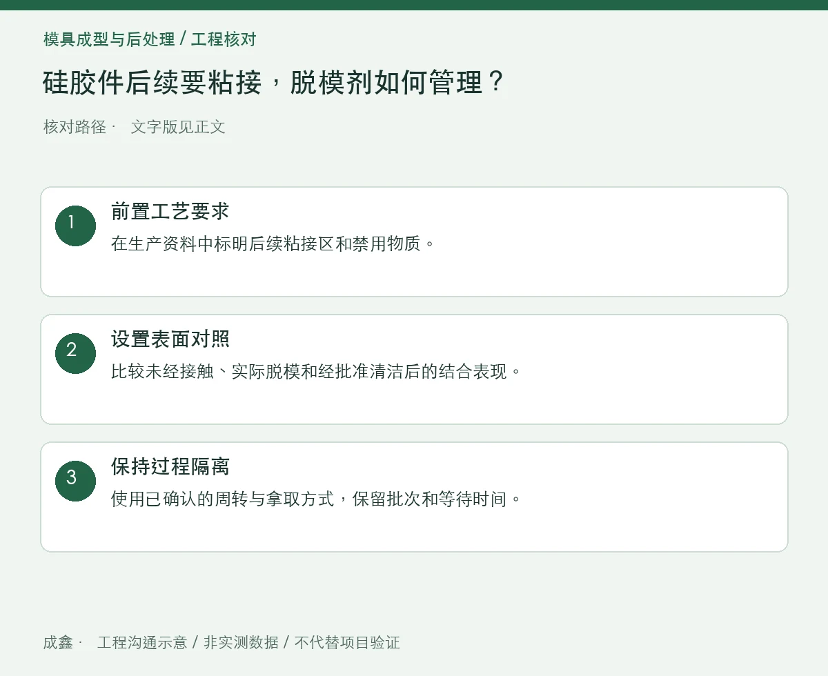 硅胶件后续要粘接,脱模剂如何管理?表面残留与工序隔离 三步核对图