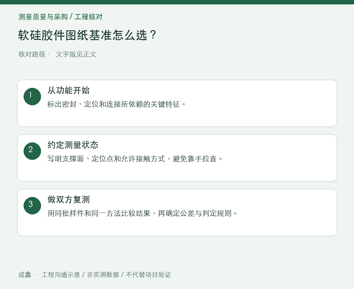 软硅胶件图纸基准怎么选？自由态、约束态与装配态区分 三步核对图