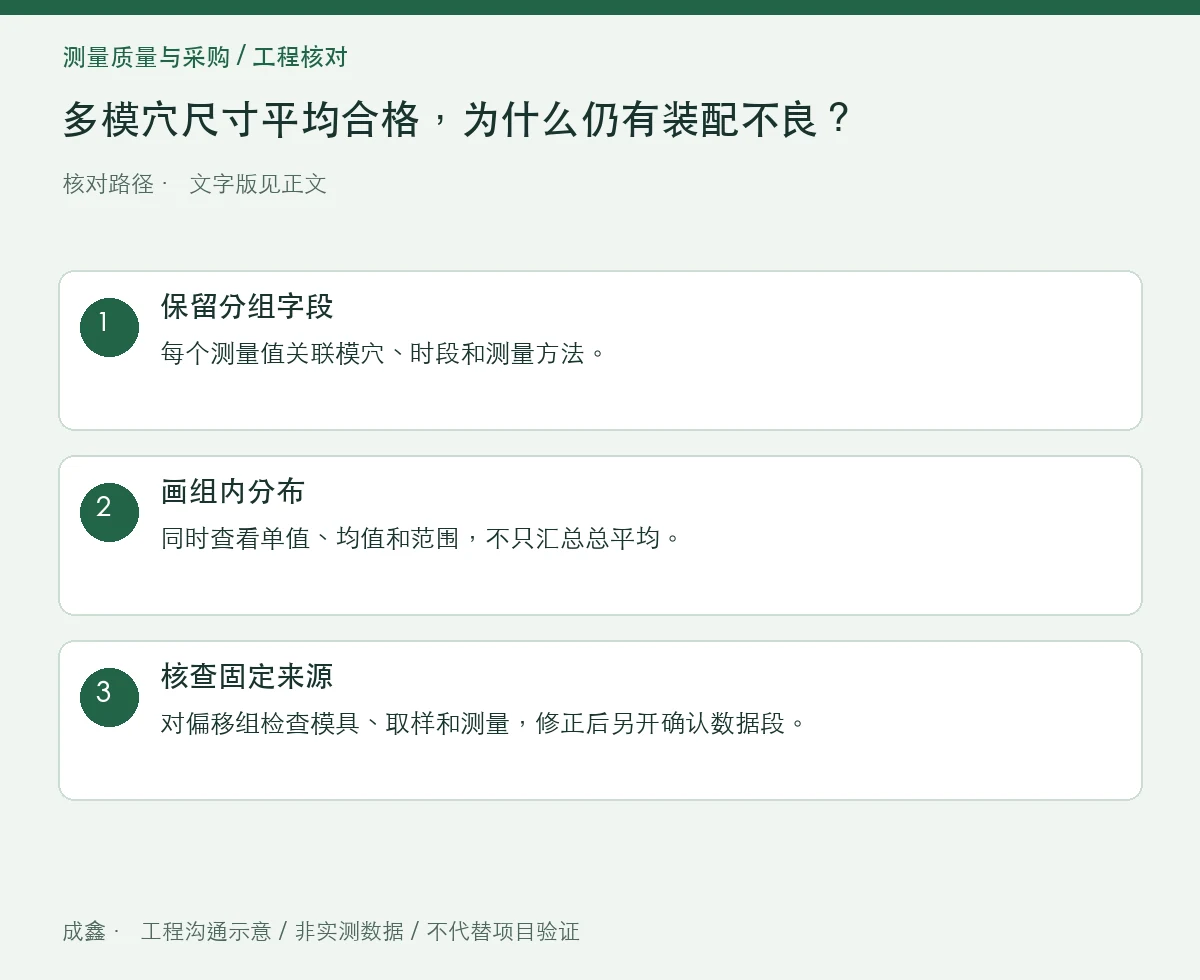 多模穴尺寸平均合格,为什么仍有装配不良?分组再看数据 三步核对图