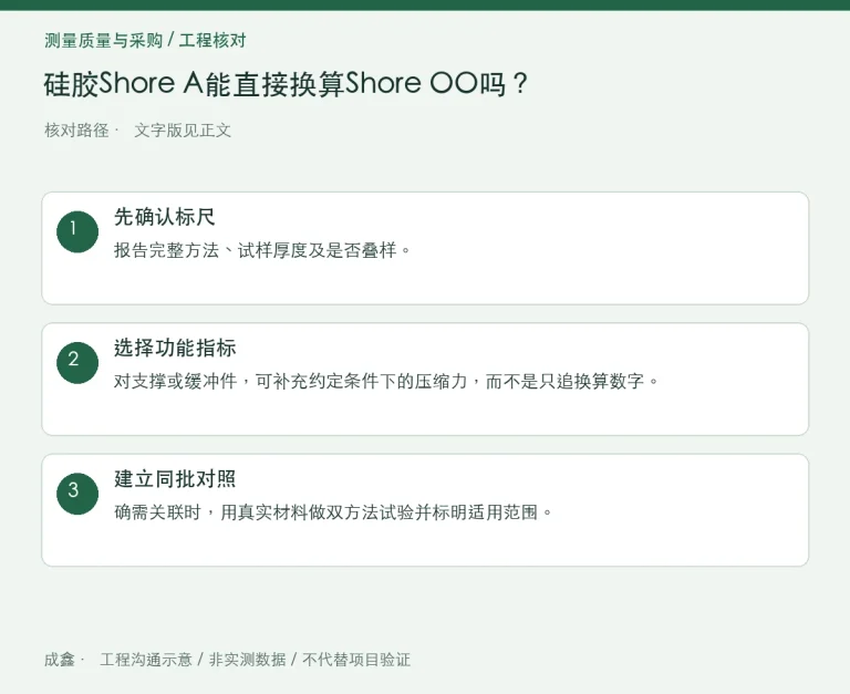 硅胶Shore A能直接换算Shore OO吗？硬度标尺与试样条件：原创工程核对路径示意