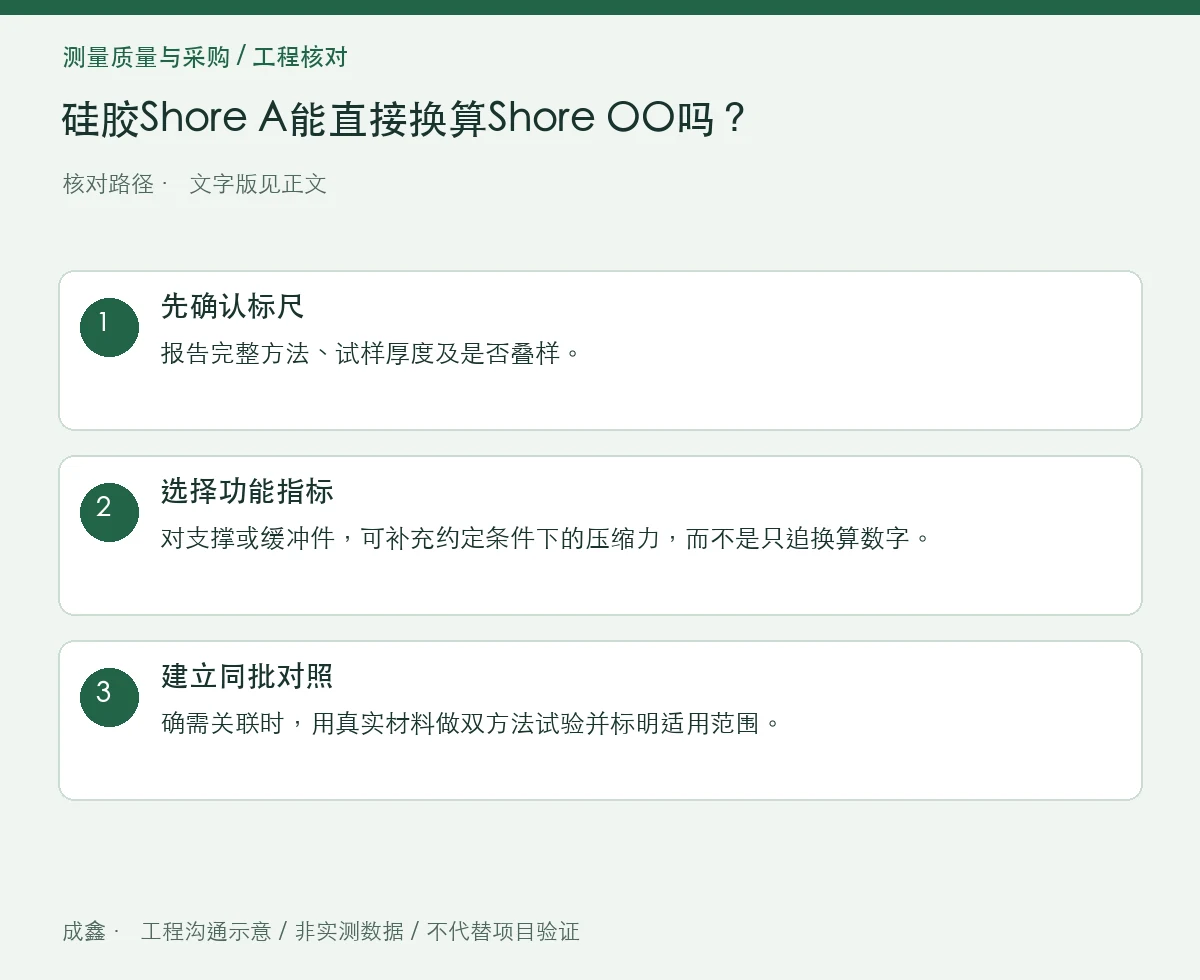 硅胶Shore A能直接换算Shore OO吗?硬度标尺与试样条件 三步核对图