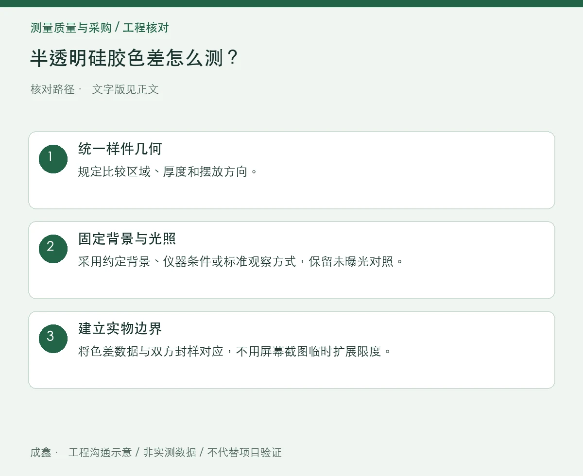 半透明硅胶色差怎么测？背景、厚度和观察方向固定 三步核对图