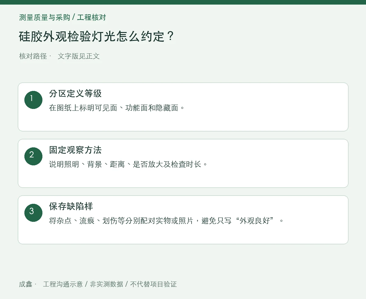 硅胶外观检验灯光怎么约定？距离、背景与缺陷位置 三步核对图