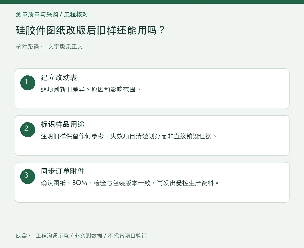 硅胶件图纸改版后旧样还能用吗？版本、样品与订单三方对应 三步核对图
