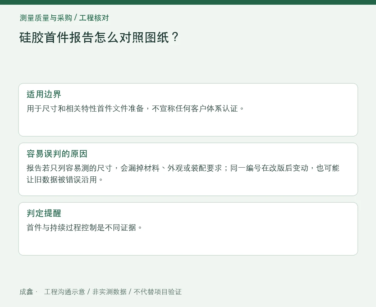 硅胶首件报告怎么对照图纸？气泡编号与结果证据对应 适用边界与判定提醒图