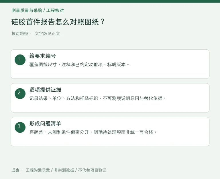硅胶首件报告怎么对照图纸？气泡编号与结果证据对应：原创工程核对路径示意