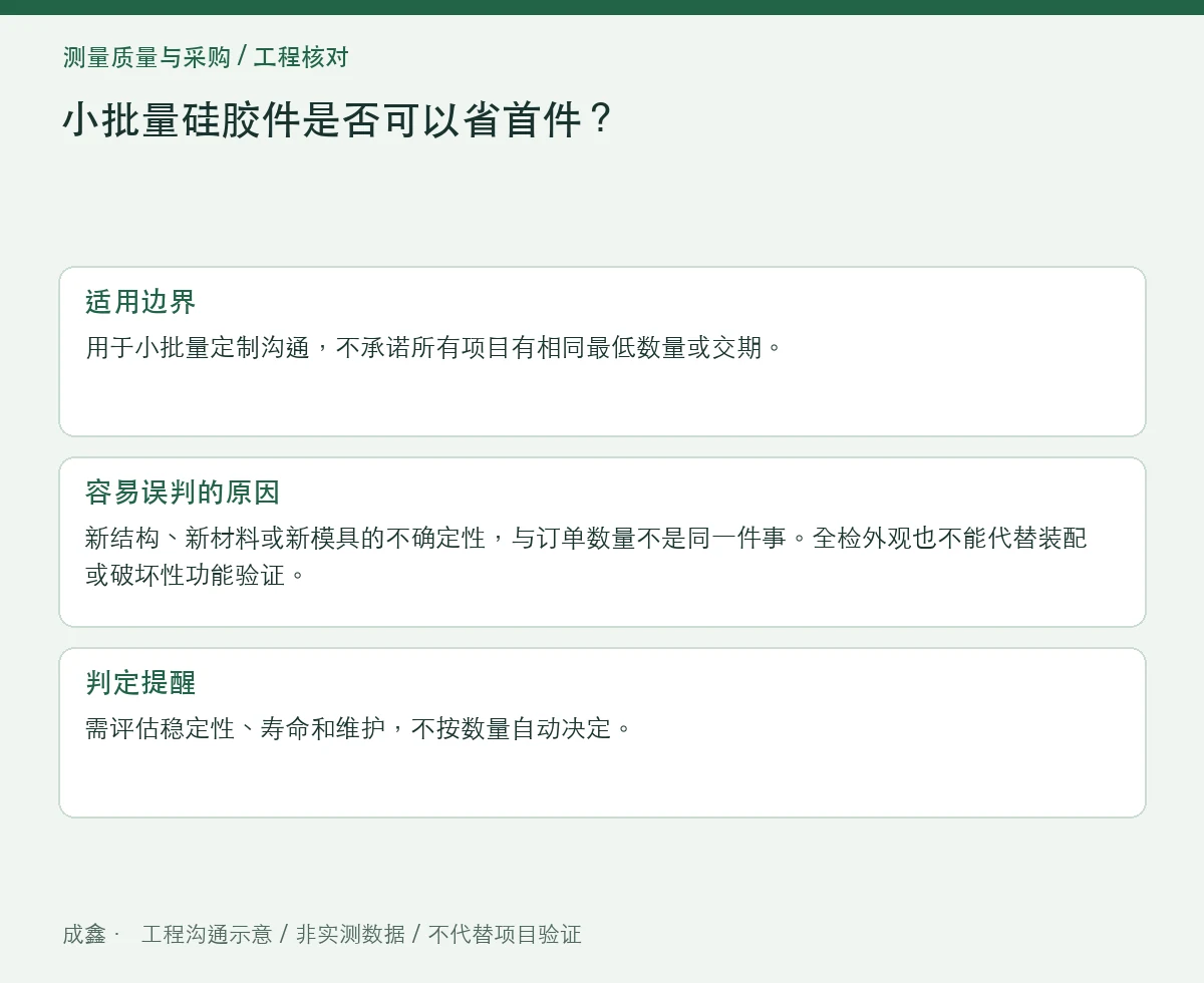 小批量硅胶件是否可以省首件？按风险保留关键验证 适用边界与判定提醒图