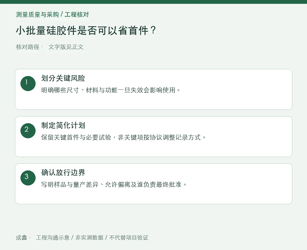 小批量硅胶件是否可以省首件？按风险保留关键验证 三步核对图