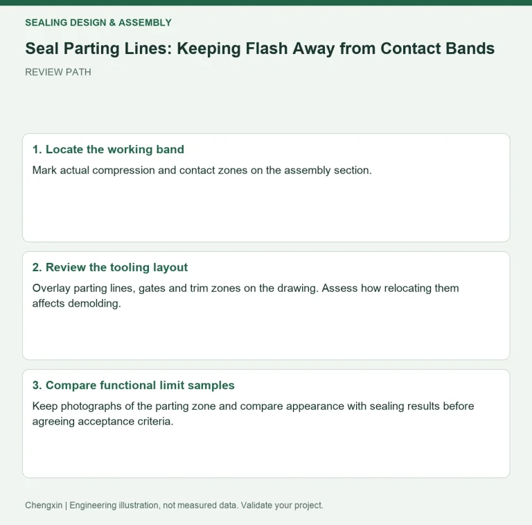 Seal Parting Lines: Keeping Flash Away from Contact Bands — review diagram