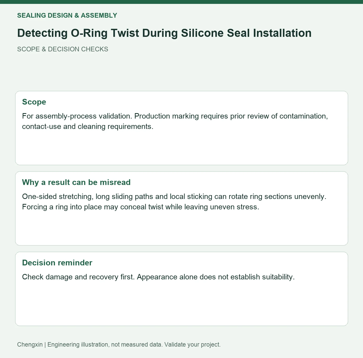 Detecting O-Ring Twist During Silicone Seal Installation — scope and decision reminders