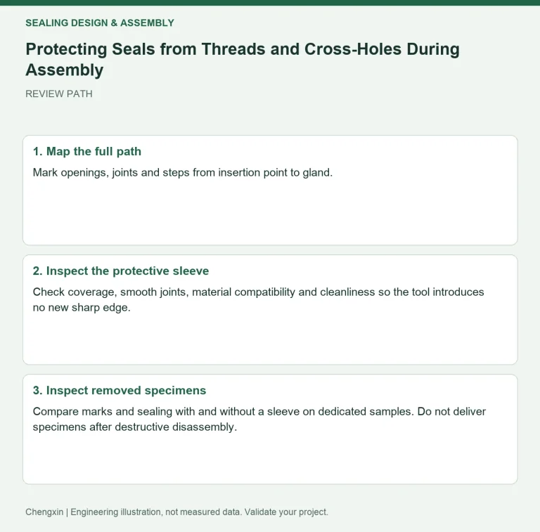 Protecting Seals from Threads and Cross-Holes During Assembly — review diagram