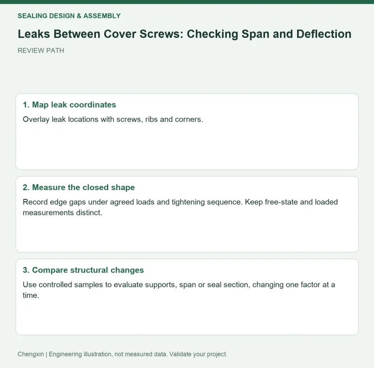 Leaks Between Cover Screws: Checking Span and Deflection — review diagram