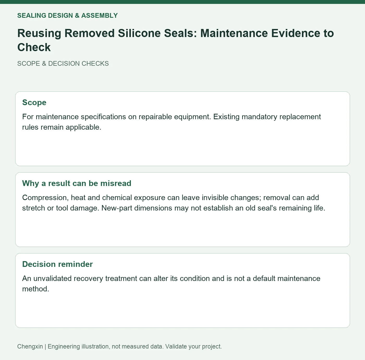 Reusing Removed Silicone Seals: Maintenance Evidence to Check — scope and decision reminders