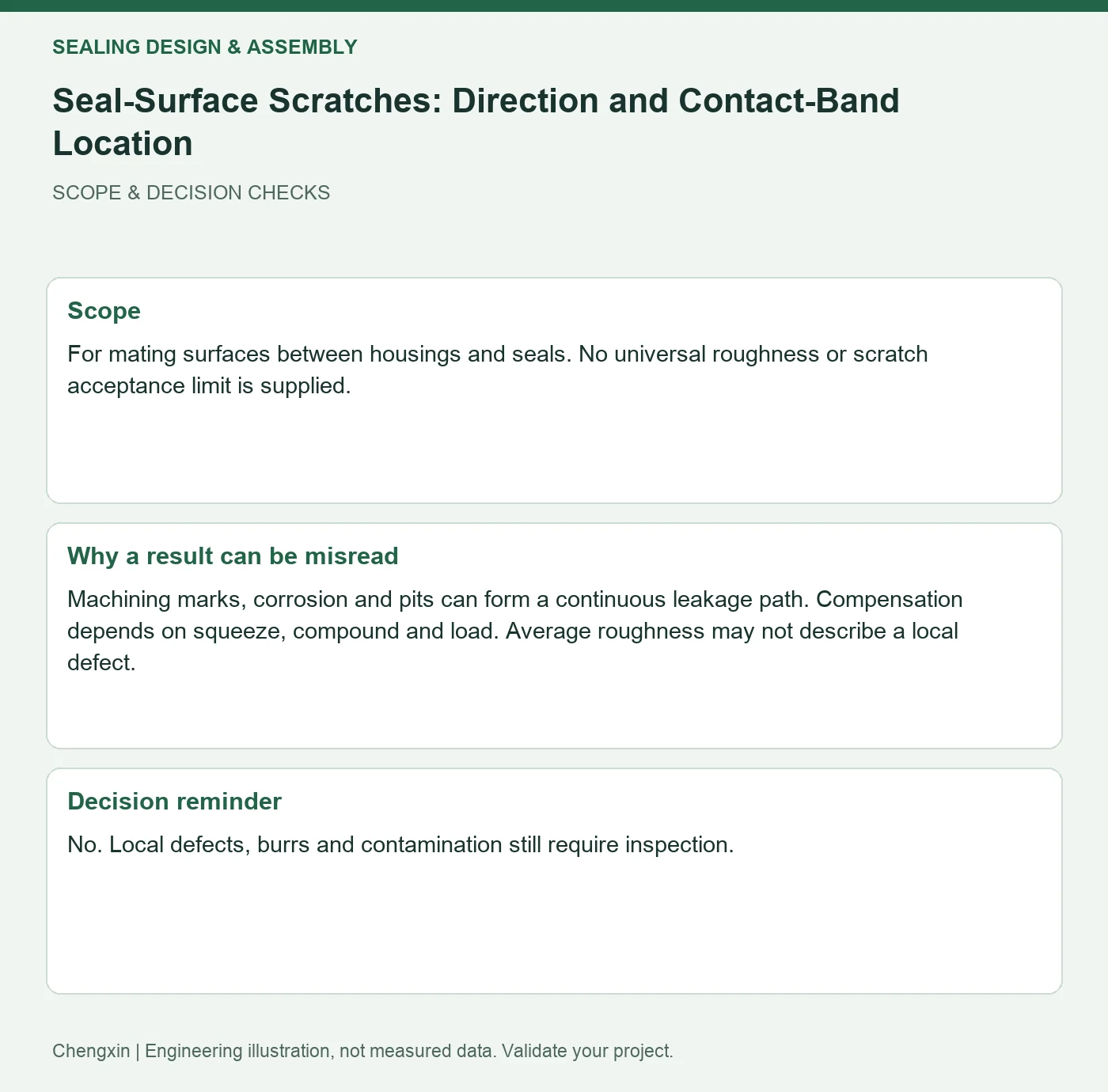 Seal-Surface Scratches: Direction and Contact-Band Location — scope and decision reminders