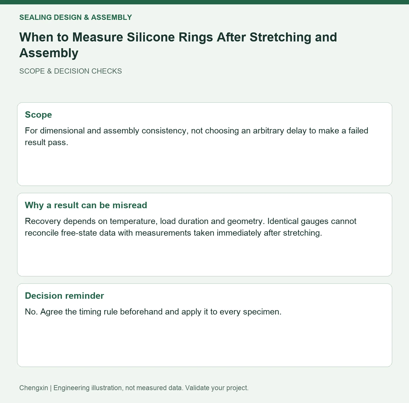When to Measure Silicone Rings After Stretching and Assembly — scope and decision reminders