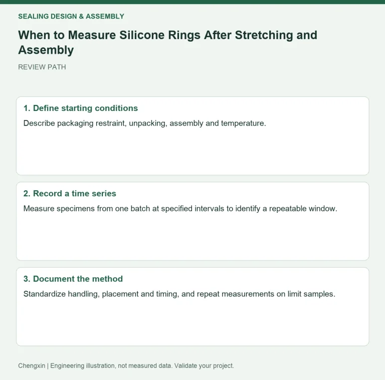When to Measure Silicone Rings After Stretching and Assembly — review diagram