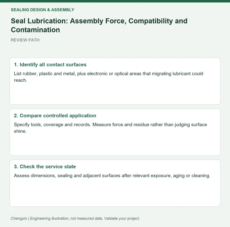 Seal Lubrication: Assembly Force, Compatibility and Contamination — review diagram