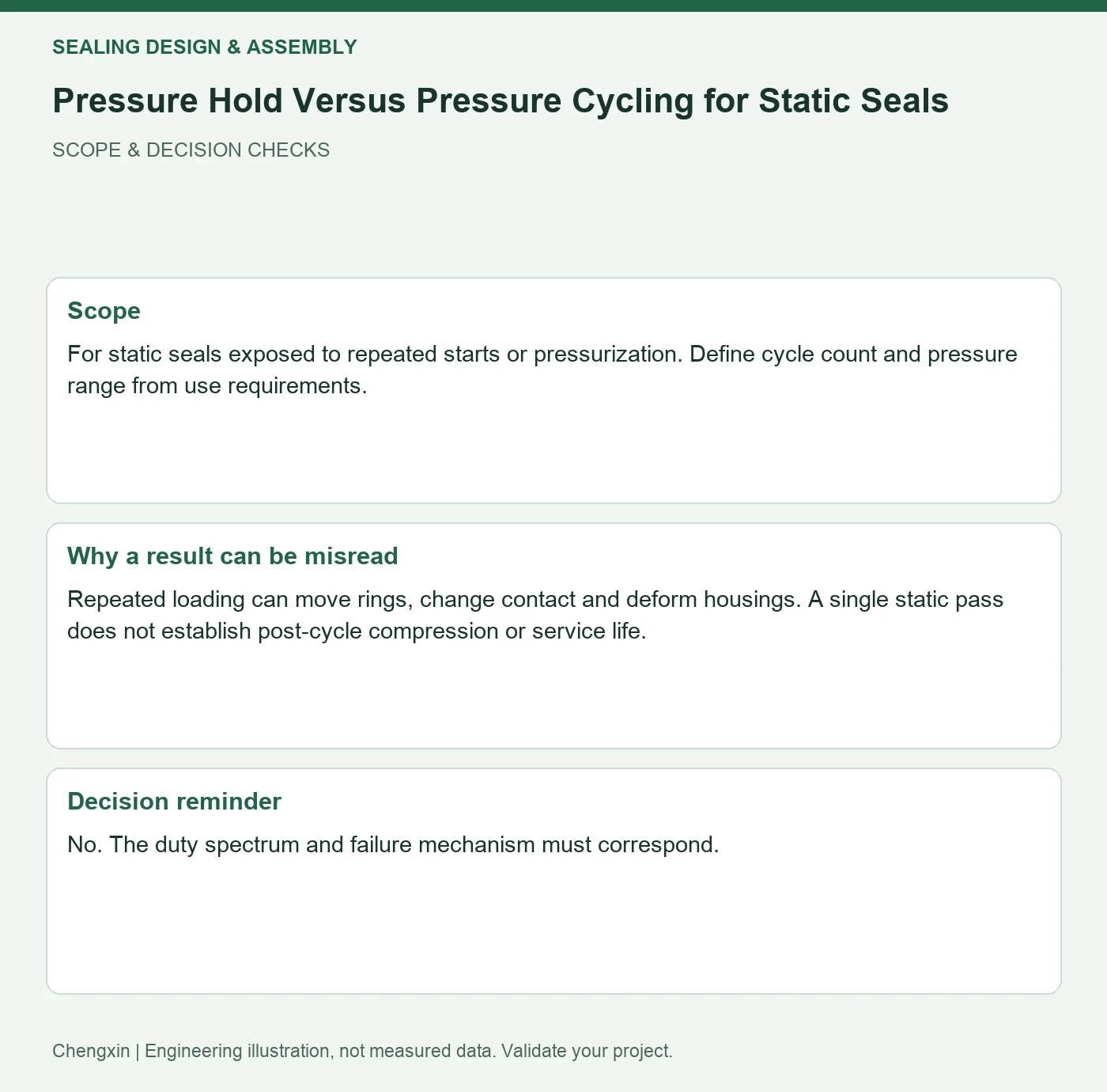 Pressure Hold Versus Pressure Cycling for Static Seals — scope and decision reminders