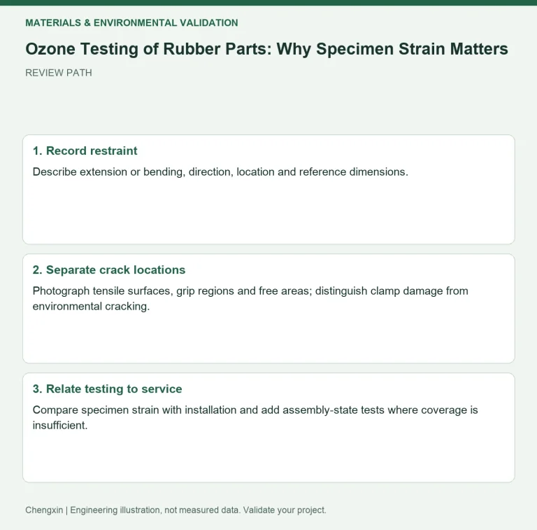 Ozone Testing of Rubber Parts: Why Specimen Strain Matters — review diagram