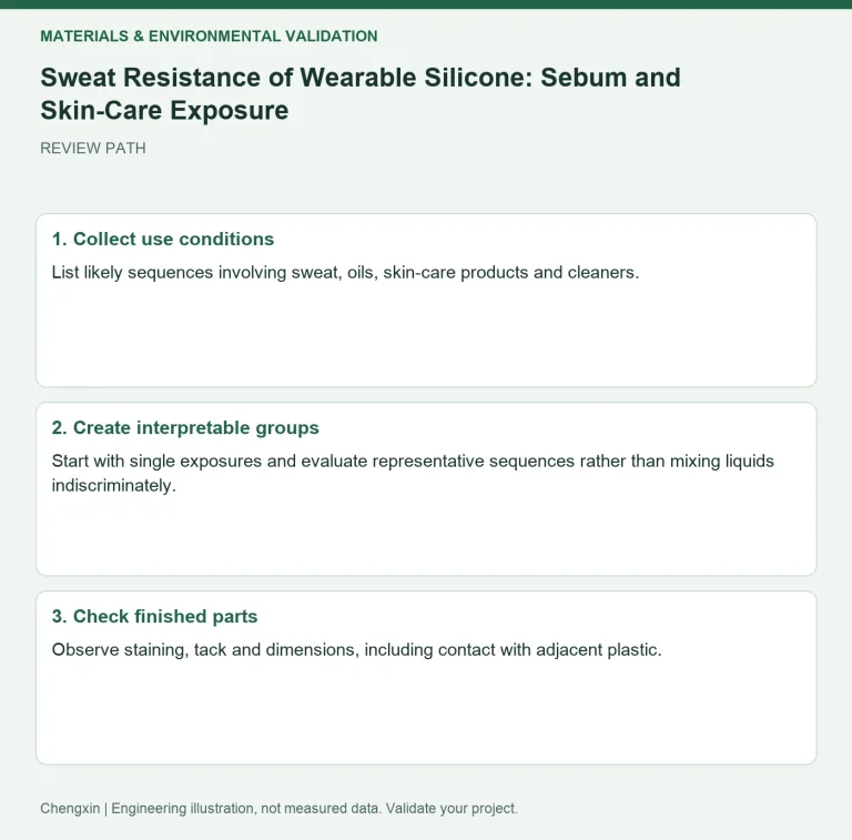 Sweat Resistance of Wearable Silicone: Sebum and Skin-Care Exposure — review diagram