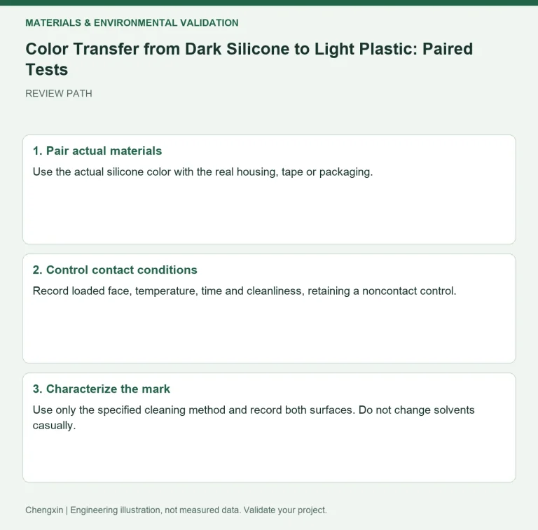 Color Transfer from Dark Silicone to Light Plastic: Paired Tests — review diagram