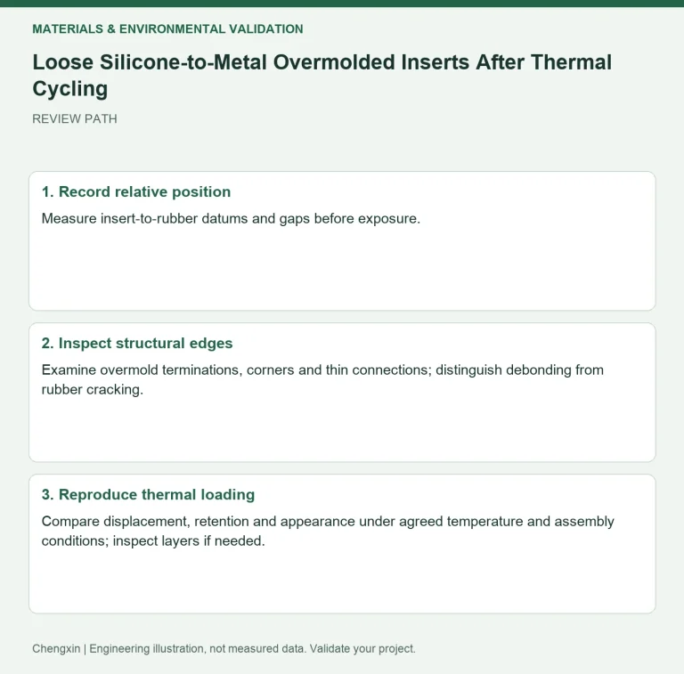 Loose Silicone-to-Metal Overmolded Inserts After Thermal Cycling — review diagram
