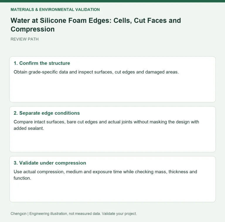 Water at Silicone Foam Edges: Cells, Cut Faces and Compression — review diagram