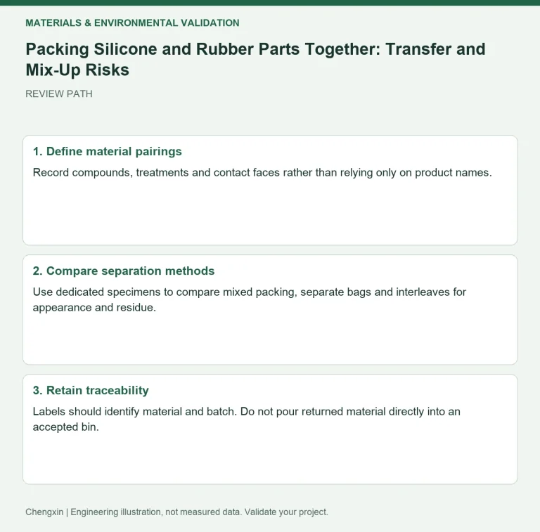 Packing Silicone and Rubber Parts Together: Transfer and Mix-Up Risks — review diagram