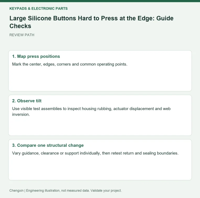 Large Silicone Buttons Hard to Press at the Edge: Guide Checks — review diagram