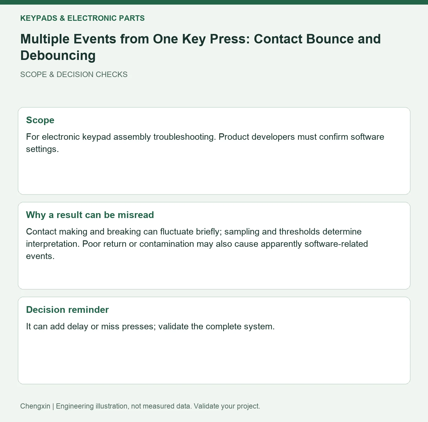 Multiple Events from One Key Press: Contact Bounce and Debouncing — scope and decision reminders