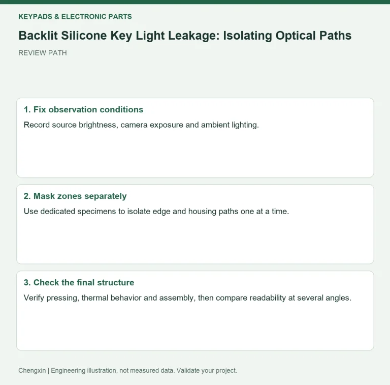 Backlit Silicone Key Light Leakage: Isolating Optical Paths — review diagram