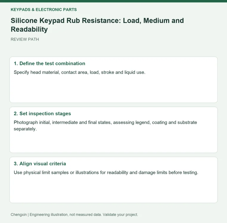 Silicone Keypad Rub Resistance: Load, Medium and Readability — review diagram