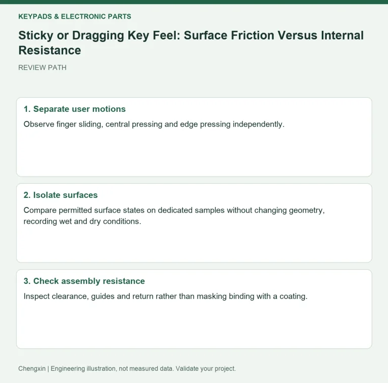 Sticky or Dragging Key Feel: Surface Friction Versus Internal Resistance — review diagram