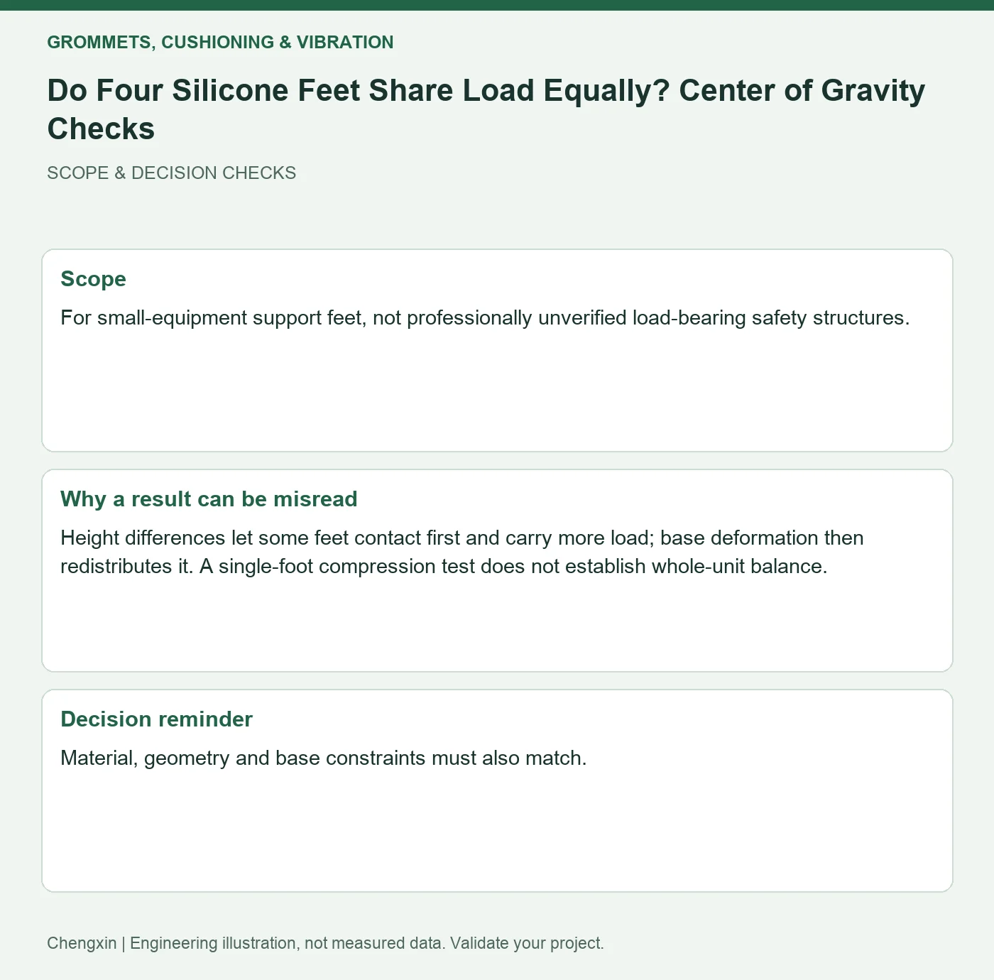 Do Four Silicone Feet Share Load Equally? Center of Gravity Checks — scope and decision reminders
