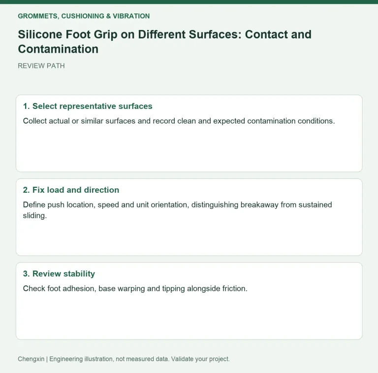 Silicone Foot Grip on Different Surfaces: Contact and Contamination — review diagram